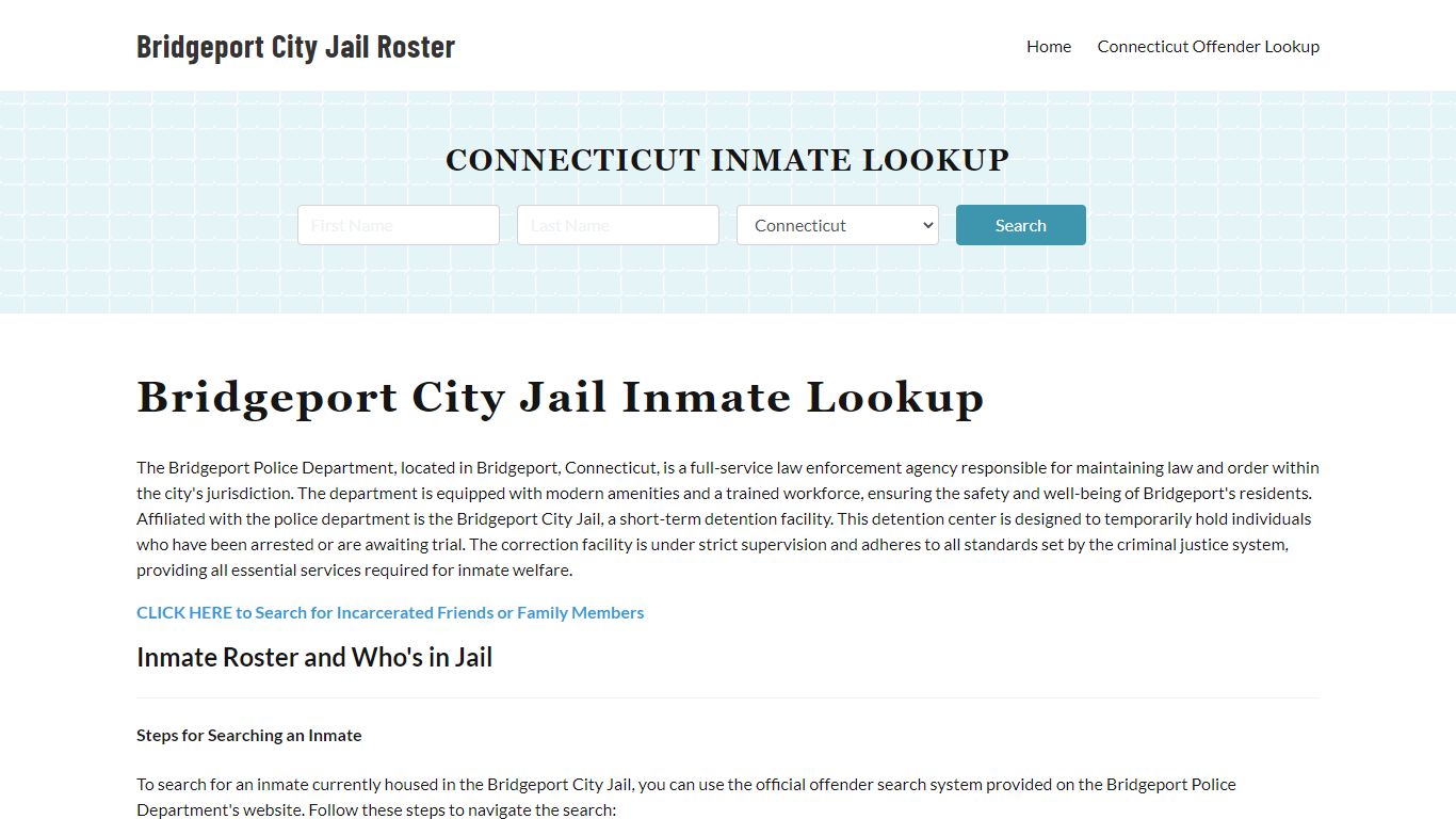 Bridgeport Police Department & City Jail, CT Inmate Roster, Arrests ...